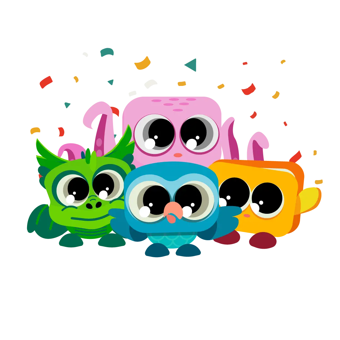 Tabi's friendly mascots celebrating together